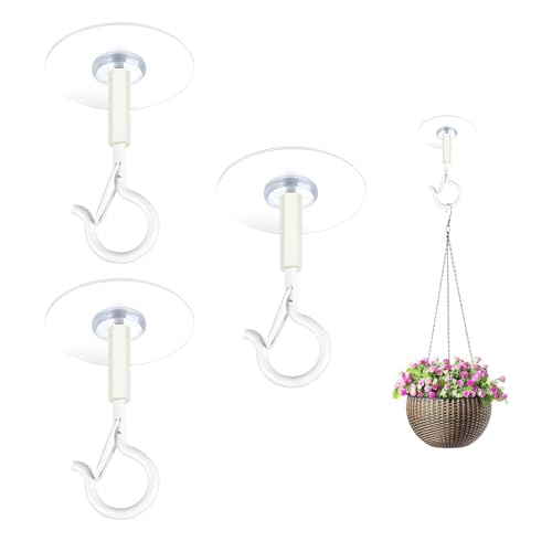 Hooks Heavy Duty 3 PCS Ceiling Hooks Heavy Duty Self-Stick Ceiling Hooks for Hanging Plants Bird Feeders Lanterns Wind Chimes Planters Valentines Other Festive Decorations Outdoor Decorations