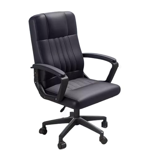 Silla ejecutiva Profesional de Oficina, ergonómica, de Cuero sintético, con Altura Ajustable, giratoria, para Estudio, Oficina en casa, Sala de conferencias, computadora (Negro)