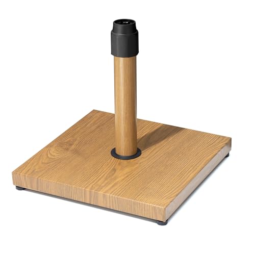 JOINHOM 45lbs Patio Umbrella Base - Heavy Duty Outdoor Patio Market Umbrella Stand for Deck, Poolside, Balcony, Wind-Resistant Design, Decorative Wood Pattern