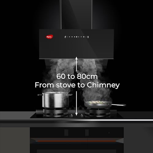 Image of Pigeon Xtreme DLX 75 cm Inclined Kitchen Chimney 1500 m3 /hr suction |Touch & Gesture Control | Heat Auto Clean | 7 years warranty on motor| (Black)