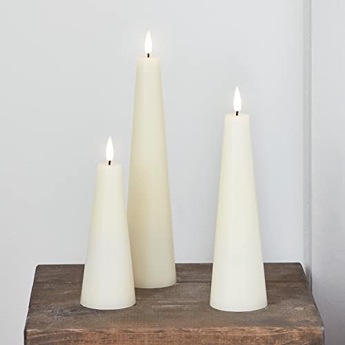 Lights4fun Lot de 3 Bougies TruGlow® en Cire Multicolore avec Photophores en Verre à LED Blanc Chaud à Piles pour Intérieur avec Télécommande