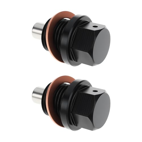 SG Store 2 Tornillos de Tapón de Drenaje de Aceite Magnético M14 X 1,25 Mm con Arandela de Aluminio Negro Compatible con Citroën Y Compatible con BMW.