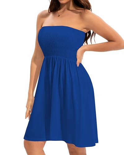 Image of elescat Summer Dresses for Women 2026 Strapless Casual Beach Cover Ups Tube Top Sundress