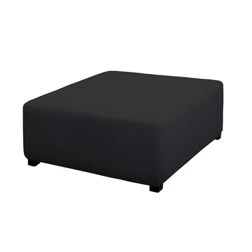 Image of PureFit Stretch Square Ottoman Cover 40x40x15 Footstool Cover, Black
