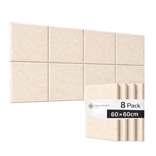 Image of YGM Acoustic Foams Luxury PET Felt Acoustic Self Adhesive Panels, 10 MM Thick, Sound Absorbing Panels for Wall | Room Noise Reducer & Sound Dampening (Beige, 2x2 Foot - 8 Panels)