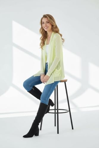 Image of ToBeInStyle Womens Open Front Long Sleeve Lightweight Asymmetrical Draped Cardigan with Side Pockets