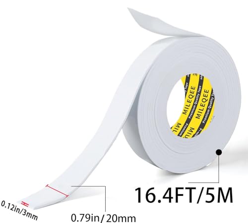 Image of Single-Sided Adhesive Foam Tape EVA White,0.8in x 16.4FT | Multipurpose Sponge Sealing Strip Window Door Insulation Table Edge Protector Wall Bumper Guards