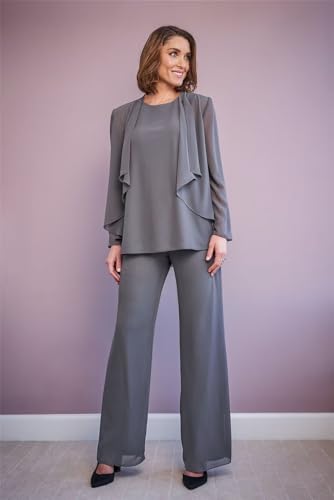 3 Pieces Mother of The Bride Pant Suits for Wedding Long Sleeve Chiffon Formal Outfits for Women 2025 with Jackets2