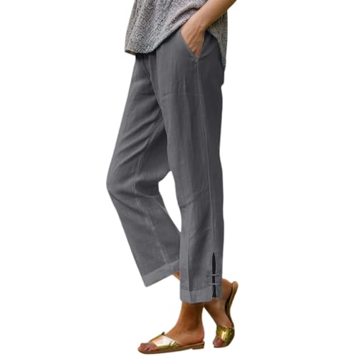 Pantalon de plage en lin pour femme coupe large décontractée