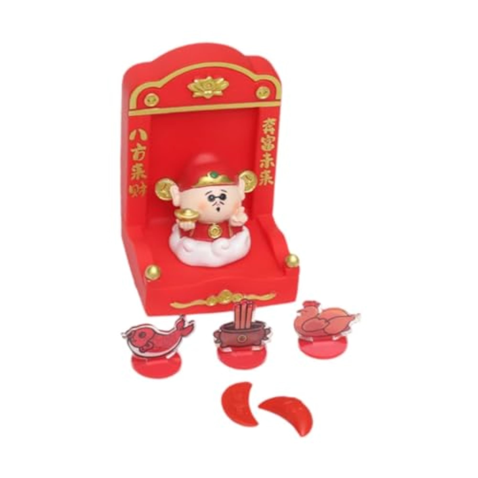 Chinese Deity Statue with Tribute Set for Home Décor