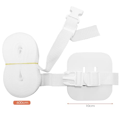 tekenewbse 6 m Babybett Zubehör, Strap for Baby Bed, Gurt für Babybett, Beistellbett Befestigung Fixed Strap for cot für Beistellbett Gurt Zum Andocken an Das Erwachsenenbett (Weiß)