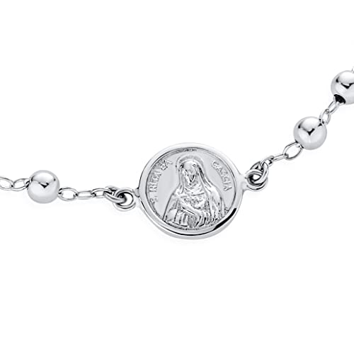 Bling Jewelry Personalize Catholic Christian Religious Prayer Beds with Cross Charm Holy Mother Virgin Mary Medal Rosary Bracelet For Women Teen .925 Sterling Silver 7-8 Inch Adjustable Customizable2