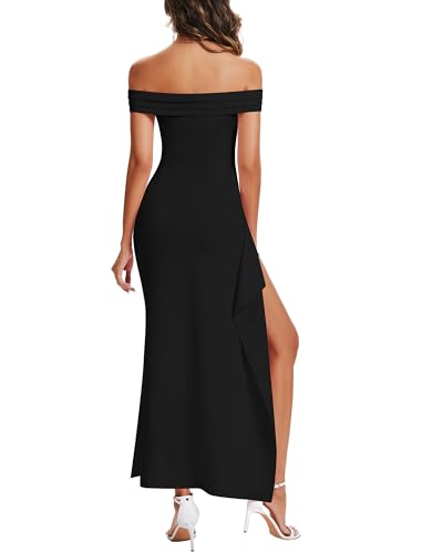 Formal Dresses for Women Bodycon Off Shoulder Ruched Dress Sexy High Split Wedding Guest Dress Long Cocktail Dresses2