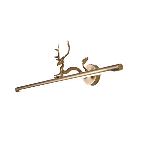 QHENS Lampe de Coiffeuse Laiton Lampe de Miroir Salle de Bain,LED Lampes de Maquillage Eclairage Salle de Bain,Conception Antler,Étanche Miroir Applique Murale Lampe de Maquillage,Doré,35cm/7w Cover