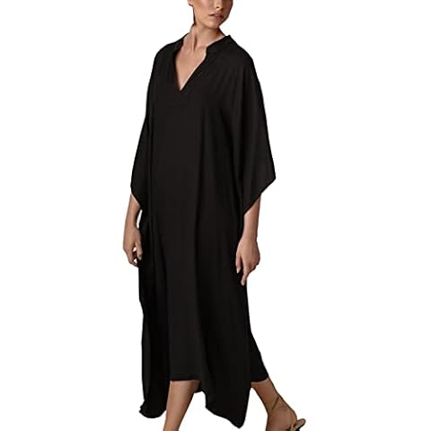 YouKD Women's Long Kaftan Bohemian Beach Swimsuit Cover Up Dress Plus Size Robe Cover
