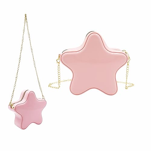 Women Girls Star Shape Crossbody Purse Jelly Handbag Satchel Chain Bag Princess Shoulder Bag