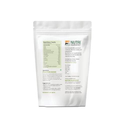 Image of NUTRI HARVEST Premium Pumpkin Seeds, Natural, Gluten-Free, Protein-Rich, Healthy Snack, 400g (2 * 200)