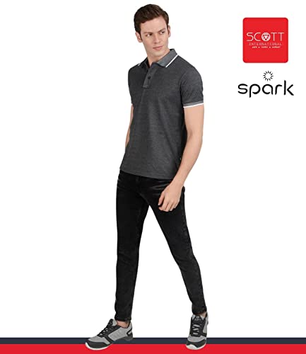 Image of Scott International Spark Polo T-shirts for Men - Bird Eye Collar neck, Half Sleeves, Cotton, Regular Fit, Stylish Branded Solid Plain tshirts for Boys