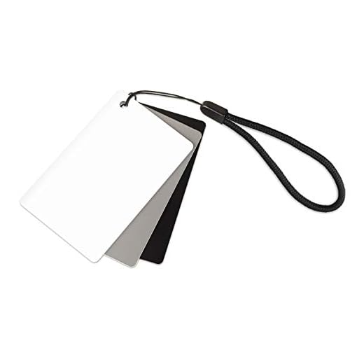 Ares Foto® Tarjeta gris para balance de blancos manual y medición de exposición. Con tarjeta de referencia en blanco y negro. En formato de tarjeta de crédito: 5.5 cm x 8.5 cm. Con práctico cable de transporte