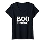 donna boo squad boo crew divertente abbinamento famiglia halloween maglietta con collo a v