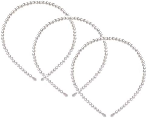 3 Pcs Fashion Pearl Headbands,White Faux Pearl Rhinestones Hairbands Bridal Hair Hoop Wedding Hair Accessories Pearl Headbands for Women Girls