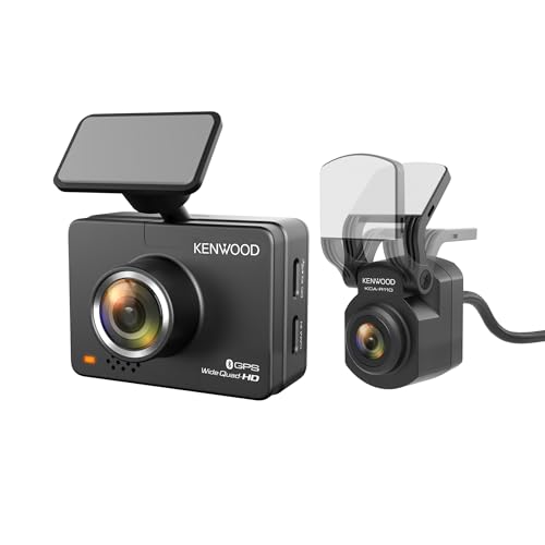 KENWOOD DRV-A510WDP Dash Cam Front and Rear with GPS, Full HD Dash Camera for Cars, Trucks & RVs, Bluetooth & WiFi Support, Loop Recording, G Sensor, Motion Detection