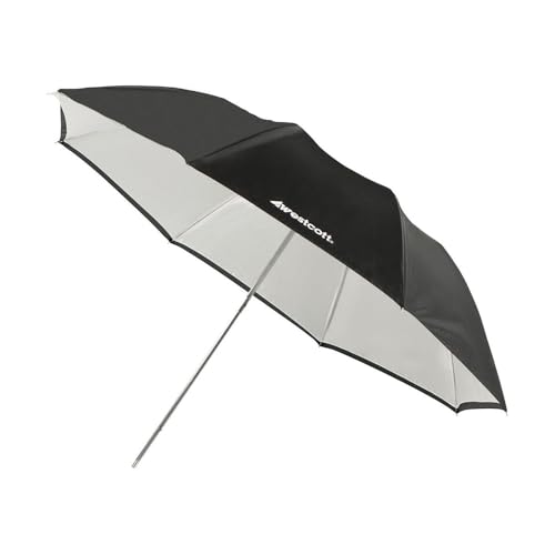 Westcott Convertible Compact Collapsible Umbrella - Optical White Satin with Removable Black Cover (43