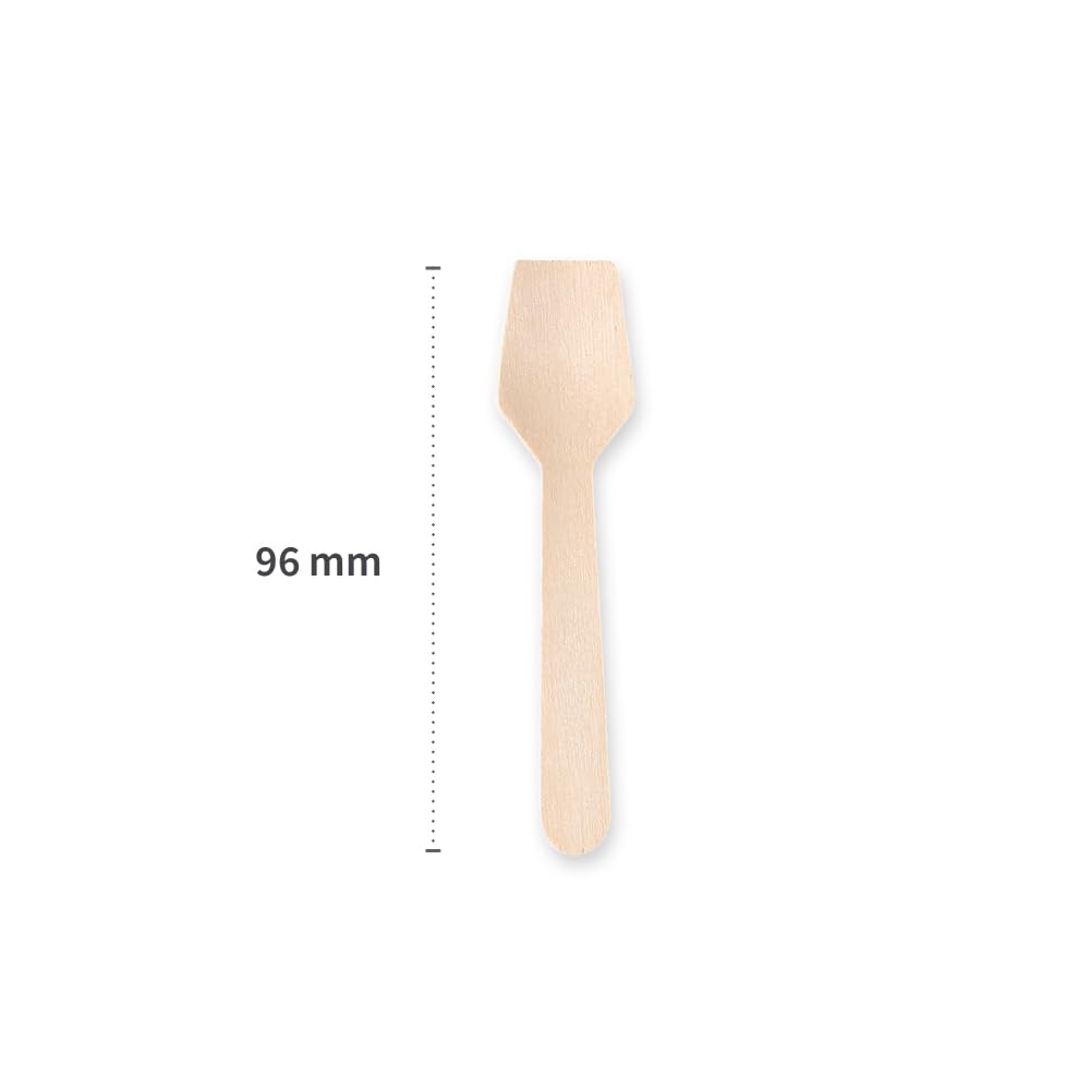 1000 Stück, Holz-Eislöffel, FRANZ MENSCH, 9,6cm, natur, Holz, FSC 100% | Eislöffel aus Holz, Einweglöffel, Dessertlöffel, wooden ice cream spoon, FSC 100%, Eisdiele, Catering, To-go