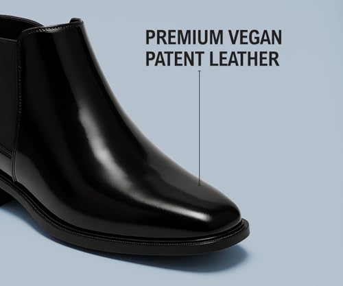 Image of Kraasa THE Ashford - Men's Stylish Vegan Leather Chelsea Boots with Side Zipper & Elastic Panel, Square Toe Ankle Boot (Tan /Black /Brown)
