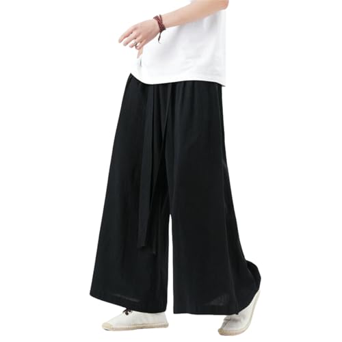 Pantalon long d'été léger respirant lin coton vêtement plage homme