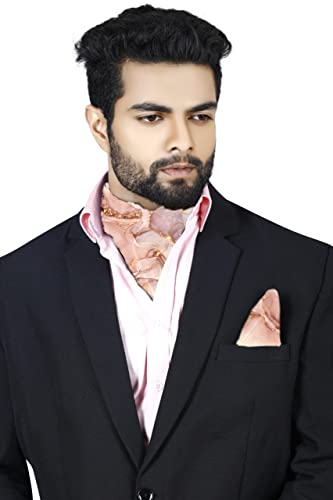 Image of BLACKSMITH Jacquard Microfiber Neckwear Ascot and Matching Pocket Square Set for Men
