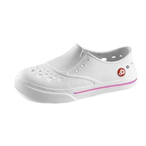Schu’ZZ - Sneaker’ZZ- Basket pour Femme - Légère, Confortable, Tendance - pour Le Travail (Infirmières, Aides-soignantes, …) ou Les Loisirs - Blanc et Rose, 40 UE Cover