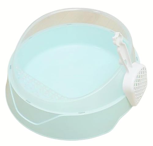 ZanPol 猫のトイレ 円形 猫用トイレ本体 セミクローズド 砂飛び散り防止 ゆったり広々サイズ 大きいトイレ 小型と中型の猫に適用 シャベル付き お手入れ簡単 掃除しやすい エコ材質 足に砂残らない 無毒無害 安全と健康 (M)