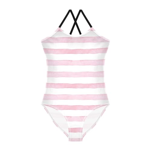 GuoChe Pink Stripe Girls 1-Piecing Swimsuits Kids Bathing Suit Girl Swim Suits for Girls Beach Swimwear 3T