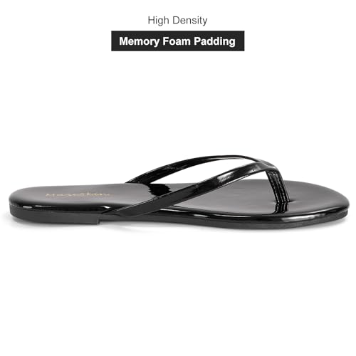 Image of mazeskin Women's Memory Foam Comfortable Flat Thong Sandals Dressy Summer Beach Leather Slide Flip Flops