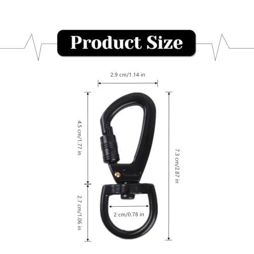5 Pcs Dog Lead Hook Sturdy D Ring Heavy Duty Alloy Dog Lead Clips with 360° Swivel Snap Hooks for Hiking, Camping & Pet Leashes, Black