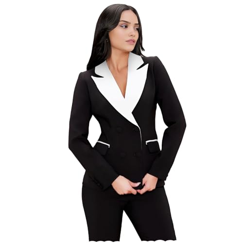 Womens Suit 2 Piece Tuxedo for Women Double Breasted Suits Business Slim Fit Tuxedos Casual Blazer Pants Set