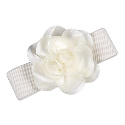 Floral Elastic Wide Waist Belt for Women Stretch Cinch Waistband Decorative with Flower for Dress4