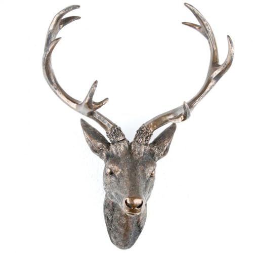 Geweih Hirschgeweih 30x18x40cm bronze Kunststoff 10Ender Hirschkopf Wanddeko
