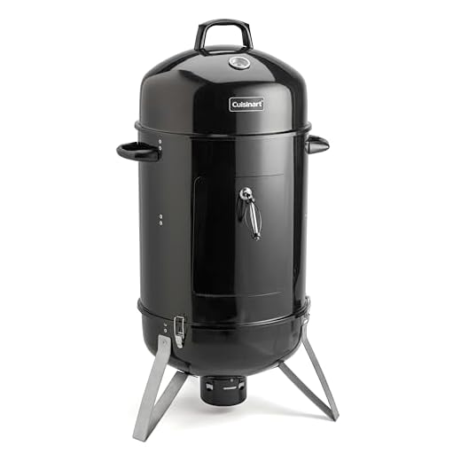 Cuisinart 18” Vertical Charcoal Smoker, Integrated Thermometer, Water Bowl and Dual Vents Perfect for Smoked Brisket, Chrome Plated Grates Smoker Grill for BBQ, Camping, Tailgates