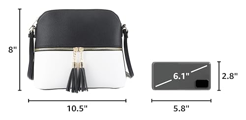 Image of SG SUGU Lunar Lightweight Medium Dome Crossbody Bag Shoulder Bag with Tassel | Zipper Pocket | Adjustable Strap