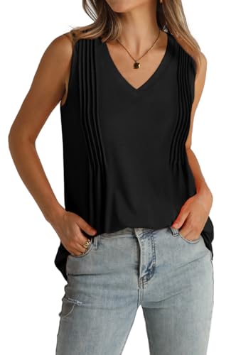WIHOLL Plus Size Tank Tops for Womens Summer Tops Loose Fit Beach Clothes Black 2XL - Image 3