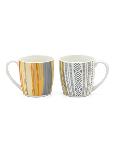 Image of Clay Craft Fine Ceramic Striped Tea Cups /Mugs Set of 6-180 ml Each, Tea Cup Set of 6, Microwave & Dishwasher Safe, Mugs for Coffee, Cups Set of 6, Mug Set, Gift Set, Ideal for Gifting