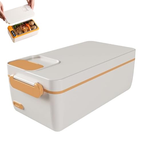 Fiambrera Lonchera Eléctrica Portátil Recargable 1 Litros, Taper Electrico Para Calentar La Comida Fiambrera Termica En Acero Inoxidable Fácil Limpieza Para Escuela,Oficina Y Familia (Naranja)