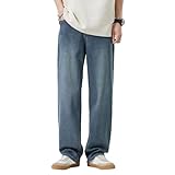 Men's Vintage Distressed Wide Leg Jean Classic Loose...