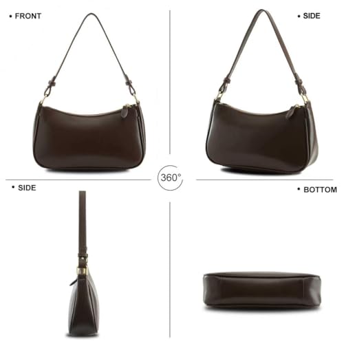 Image of Shoulder Bags for Women Leather Hobo Sling Tote Handbag Retro Clutch Purse with 2 Removable Straps and Zipper Closure