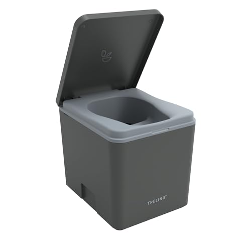 TRELINO Composting Toilet Evo M, Portable Toilet for Camping & Outdoor, Odorless, 1.3 gal & 2.1 gal Capacity, 13 x 15.4 x 14.2 inches