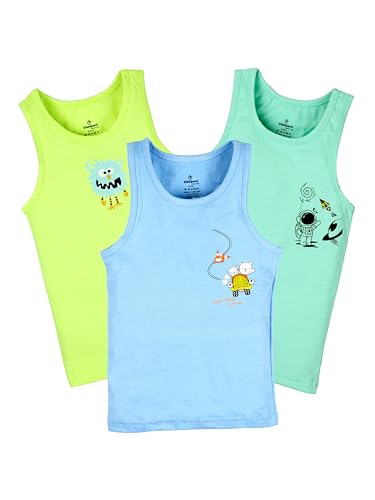 Image of KiddoPanti Boys 100% Cotton Rib Vest Pack of 3