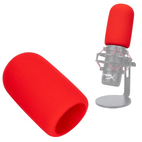 SUNMON Red Pop Filter for HyperX QuadCast - Microphone Cover Foam Noise Reduction, Hyper x Pop Filter Improved Sound Quality, Mic Windscreen Compatible With HyperX QuadCast S Microphone