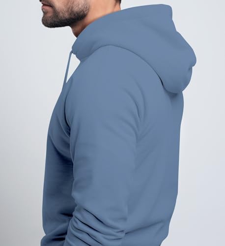 Neverless® Hoodie Herren Print Aufdruck Hirsch Wald-Tiere Kapuzen-Pullover Männer Outdoor Fashion Streetstyle Indigo Blue XL